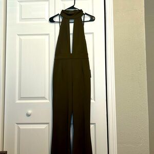 Halter jumpsuit, deep V-neck
